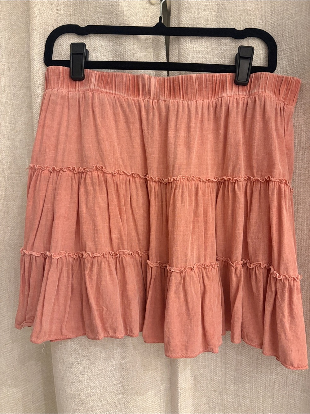 Umgee Coral Pink Tiered Mini Skirt